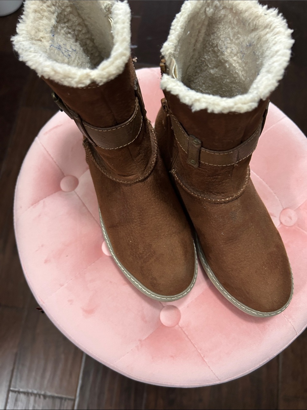 White Mountain Brown Faux-Suede Faux-Shearling Winter Boots